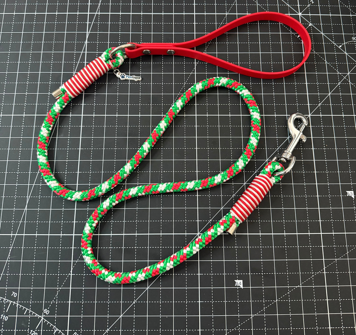 4ft Red/Green/White Rope Lead