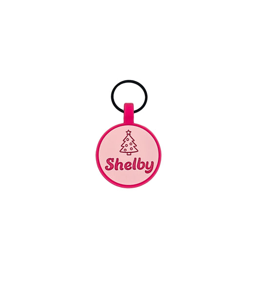 Christmas Round Silicone ID Tag