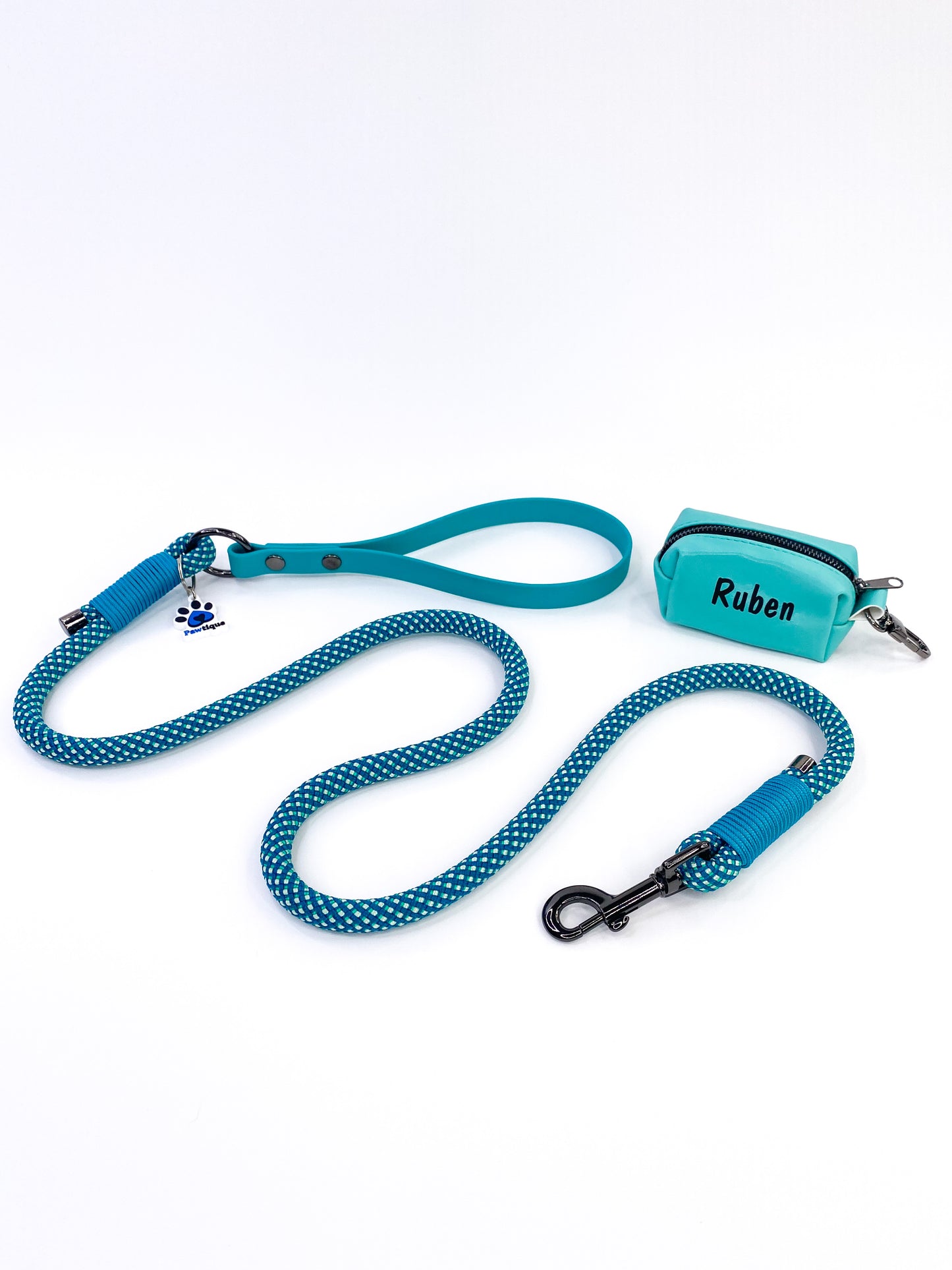Rope Lead/Poop Bag Holder (Teal) Bundle