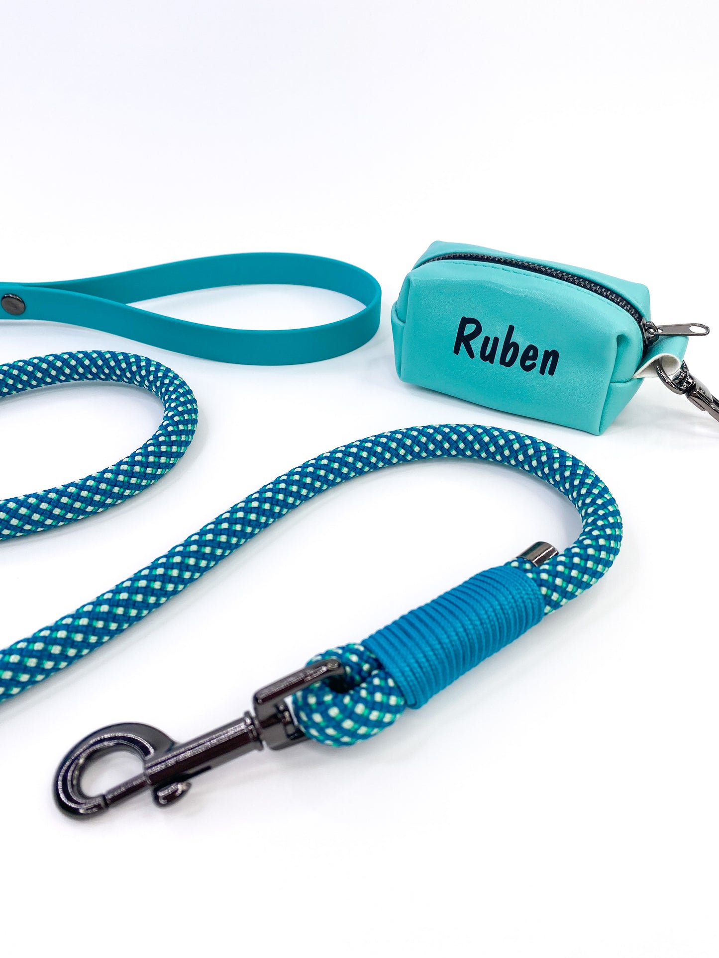 Rope Lead/Poop Bag Holder (Teal) Bundle