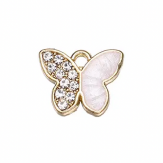 Butterfly (White/Gem) Collar Charm