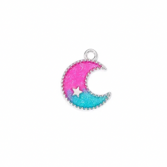 Moon Collar Charm (Pink/Blue)
