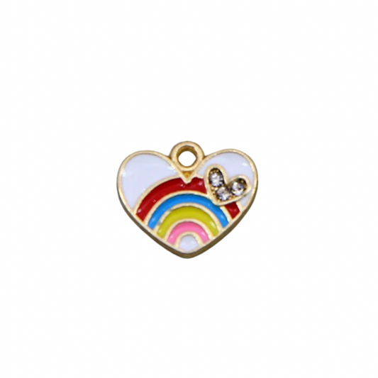 White Rainbow Heart Collar Charm