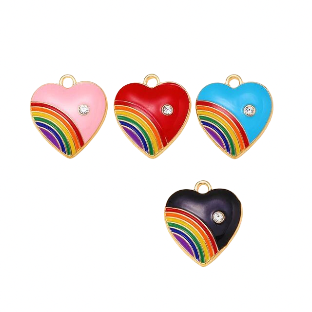 Rainbow Hearts Collar Charm
