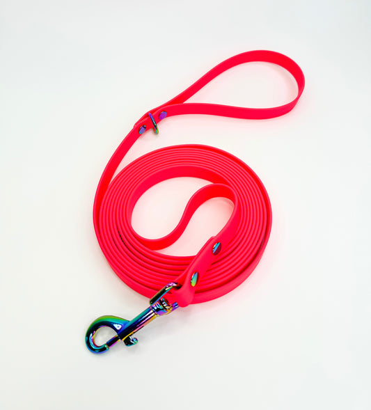 12ft Waterproof Webbing Long Line Lead Neon Pink